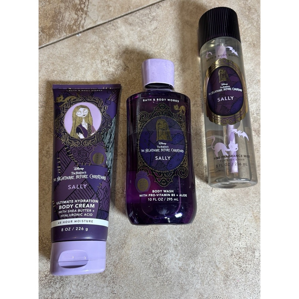 Bath & Body Works Nightmare Before Christmas Sally Mist Body Wash Cream Set NEW
